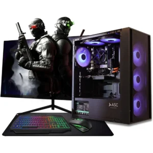 ASC Intel Core i7 Gaming PC Bundle with RGB Case and 22 Inch Monitor