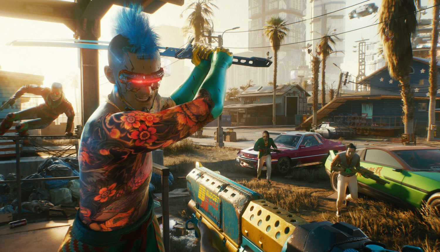 Cyberpunk 2077 combat gameplay running smoothly on an ASC gaming PC, UK