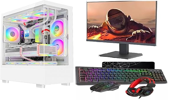 ASC Gaming PC Bundle, AMD Ryzen 5 5500, 16GB RAM, 1TB+256GB SSD, GT1030 2GB Graphics, 22" Monitor, Windows 11, White RGB 9 Fan Glass Gaming Case 1 ASC Gaming PC Bundle, AMD Ryzen 5 5500, 16GB RAM, 1TB+256GB SSD, GT1030 2GB Graphics, 22" Monitor, Windows 11, White RGB 9 Fan Glass Gaming Case