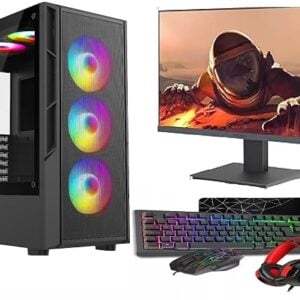 ASC Gaming PC Bundle: AMD Ryzen 5 5500, 16GB RAM, 1TB+256GB SSD, RTX4060 8GB Graphics, Windows 11, 22" Monitor, Black RGB 6 Fan Mesh Gaming Case