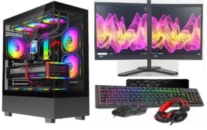 AMD Ryzen 5 5500 RTX 4060 Dual Monitor Gaming PC bundle 1tb ssd