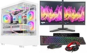 AMD Ryzen 5 5500 RTX 4060 Dual Monitor Gaming PC bundle 1tb 256 ssd nvme uk manchester online fast