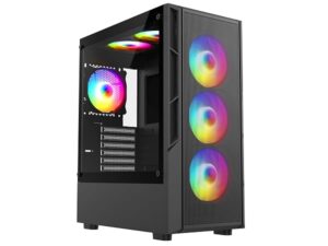 AMD Ryzen 5 5500 RTX 3050 Gaming PC with black RGB mesh case