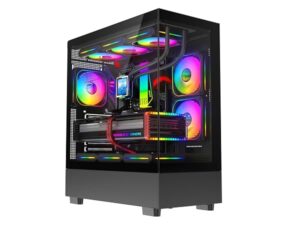 ASC Gaming PC Tower, AMD Ryzen 5 5500, 16GB RAM, 1TB+256GB SSD, RTX4060 8GB Graphics, Windows 11, Black RGB 9 Fan Glass Gaming Case