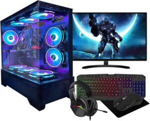 ASC Intel Core i7 Gaming Bundle • GT730 2GB Graphics Card • 16GB RAM • 256GB SSD+1TB HDD • 550W 80+ PSU • Black 9 Fan RGB Gaming Case • WIFI • Windows 11 • 22" Monitor Bundle