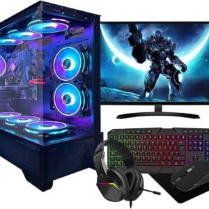 ASC Intel Core i7 Gaming Bundle • GT730 2GB Graphics Card • 16GB RAM • 256GB SSD+1TB HDD • 550W 80+ PSU • Black 9 Fan RGB Gaming Case • WIFI • Windows 11 • 22" Monitor Bundle