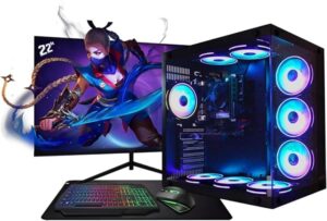 ASC Intel Core i7 Gaming Bundle • GTX750 4GB Graphics Card • 8GB RAM • 128GB SSD+500GB HDD • 500W 80+ PSU • Black 9 Fan Glass RGB Gaming Case • WIFI • Windows 11 • 22" Monitor