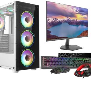 ASC Intel Core i7 Gaming Tower • GT730 2GB Graphics Card • 16GB RAM • 256GB SSD+1TB HDD • 500W 80+ PSU • White 6 Fan RGB Gaming Case • WIFI • Windows 11 • 22" Monitor Bundle