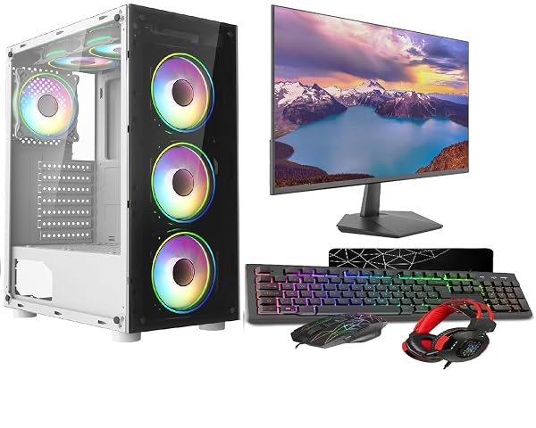 ASC Intel Core i7 Gaming Tower • GT730 2GB Graphics Card • 16GB RAM • 256GB SSD+1TB HDD • 500W 80+ PSU • White 6 Fan RGB Gaming Case • WIFI • Windows 11 • 22" Monitor Bundle 1 ASC Intel Core i7 Gaming Tower • GT730 2GB Graphics Card • 16GB RAM • 256GB SSD+1TB HDD • 500W 80+ PSU • White 6 Fan RGB Gaming Case • WIFI • Windows 11 • 22" Monitor Bundle