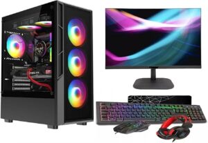 ASC TECHNOLOGY Gaming PC Desktop Computer Bundle, i7-3770 3.90GHz, 16GB RAM, GT 730 2GB, 256GB SSD + 1TB HDD, 500W 80+ PSU, Black 6 Fan RGB Case, WiFi, Windows 11, 22" Monitor