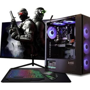 Intel Core i7 Gaming PC Bundle - GT 1030 2GB, 8GB RAM, 256GB SSD + 500GB HDD, RGB Case, Windows 11, Wi-Fi, 22" Monitor - Perfect for 1080p Gaming & Streaming